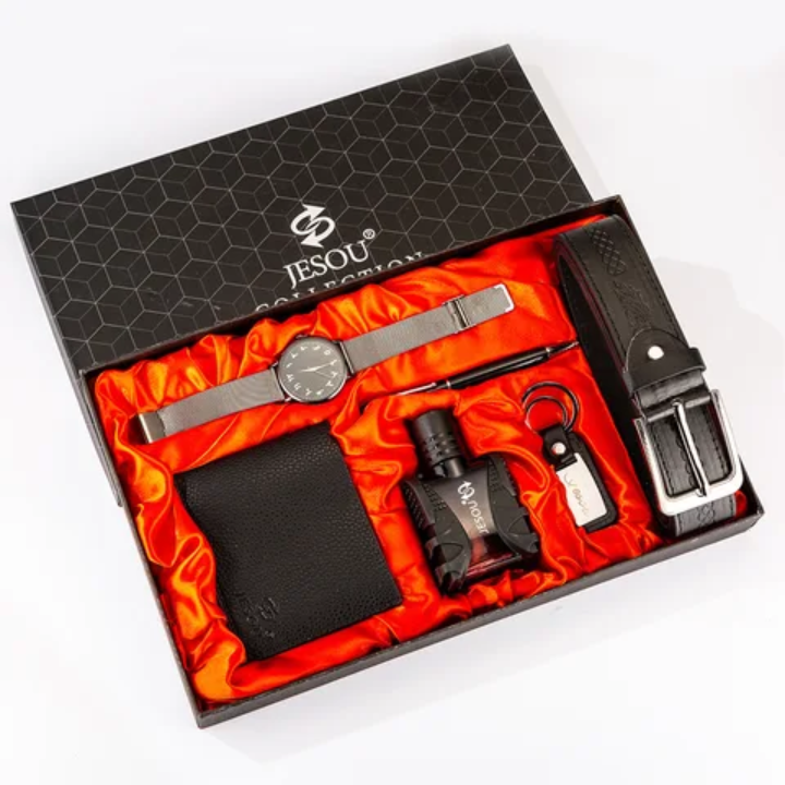 Men's Premium Lifestyle Bundle – Wristwatch, Fragrance, Leather Strap & Wallet – front view – Circuit City