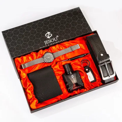 Men's Premium Lifestyle Bundle – Wristwatch, Fragrance, Leather Strap & Wallet – front view – Circuit City