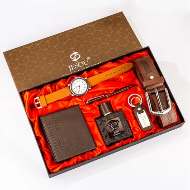 Men's Premium Lifestyle Bundle – Wristwatch, Fragrance, Leather Strap & Wallet – side view – Circuit City