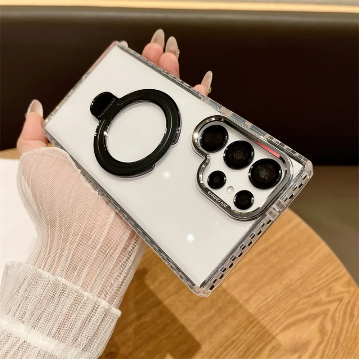 Clear MagSafe Phone Case with Ring Stand – Magnetic Wireless Charging Compatible – detail view – Circuit City