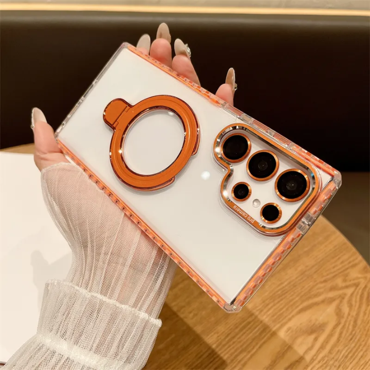 Clear MagSafe Phone Case with Ring Stand – Magnetic Wireless Charging Compatible – lifestyle view – Circuit City