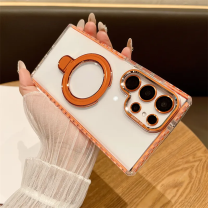 Clear MagSafe Phone Case with Ring Stand – Magnetic Wireless Charging Compatible – lifestyle view – Circuit City
