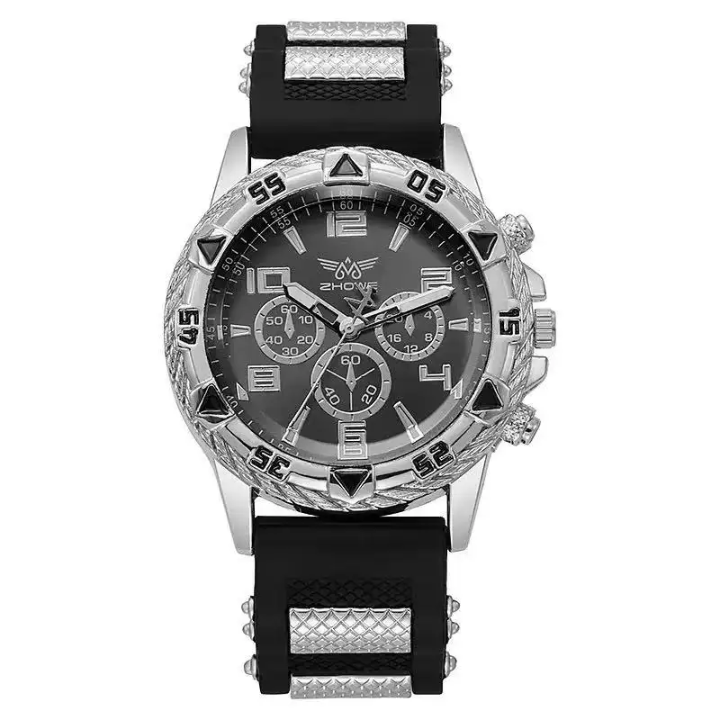 ZHOME Men's Luxury Chronograph Watch – Gold & Black Sport Elegance – back view – Circuit City