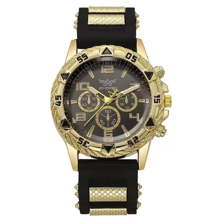 ZHOME Men's Luxury Chronograph Watch – Gold & Black Sport Elegance – detail view – Circuit City