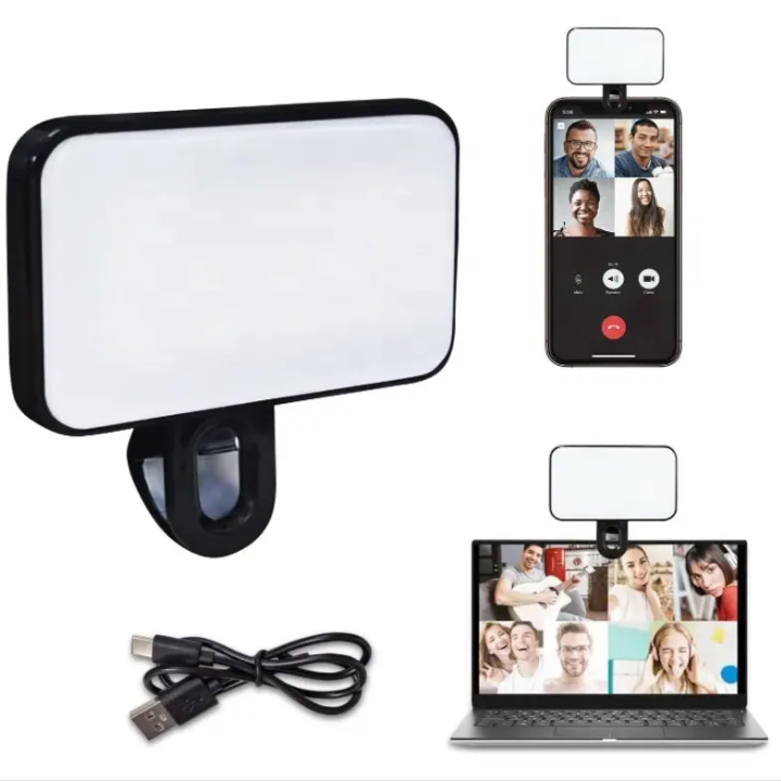Clip-On LED Fill Light for Phone & Laptop – 3 Color Modes – lifestyle view – Circuit City