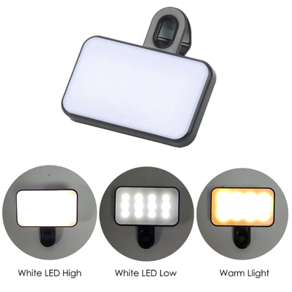 Clip-On LED Fill Light for Phone & Laptop – 3 Color Modes – back view – Circuit City