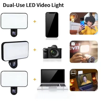 Clip-On LED Fill Light for Phone & Laptop – 3 Color Modes – front view – Circuit City