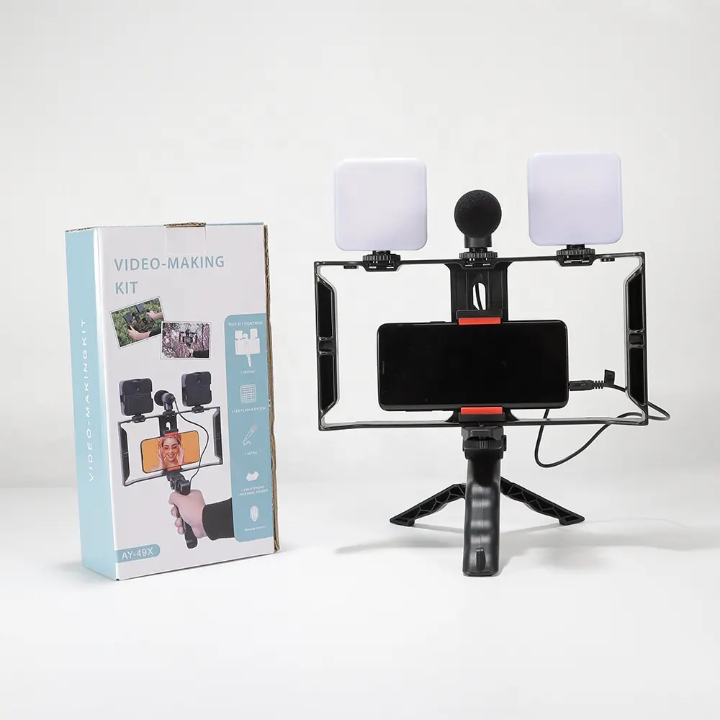 Smartphone Video Rig Kit with Dual LED Lights & Microphone – back view – Circuit City