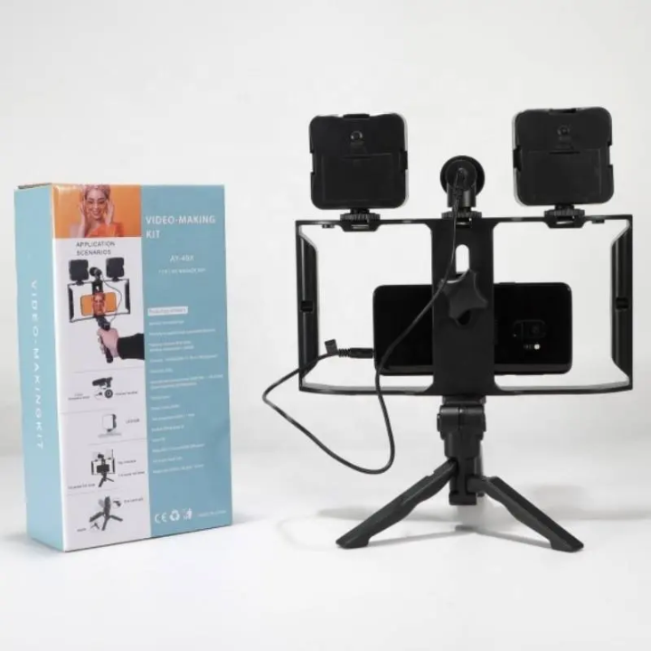 Smartphone Video Rig Kit with Dual LED Lights & Microphone – lifestyle view – Circuit City