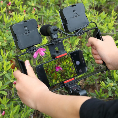 Smartphone Video Rig Kit with Dual LED Lights & Microphone – detail view – Circuit City