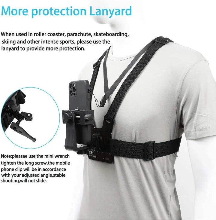Phone Chest Mount Harness with Lanyard – Hands-Free POV Recording Strap – lifestyle view – Circuit City