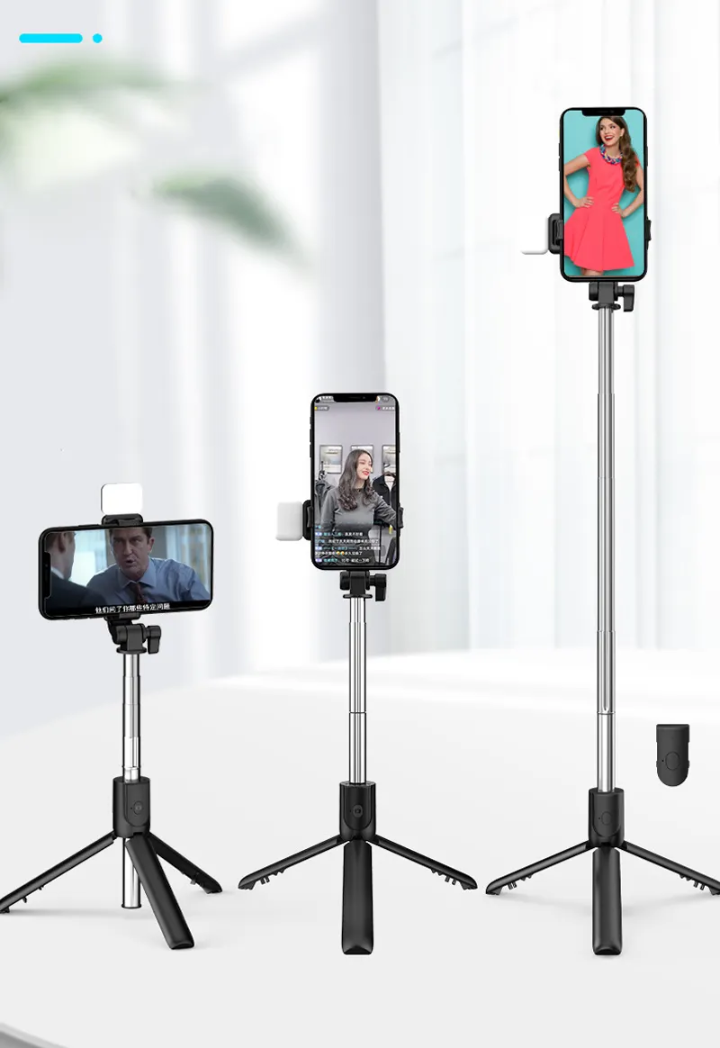 Selfie Stick Tripod with LED Fill Light & Bluetooth Remote – lifestyle view – Circuit City