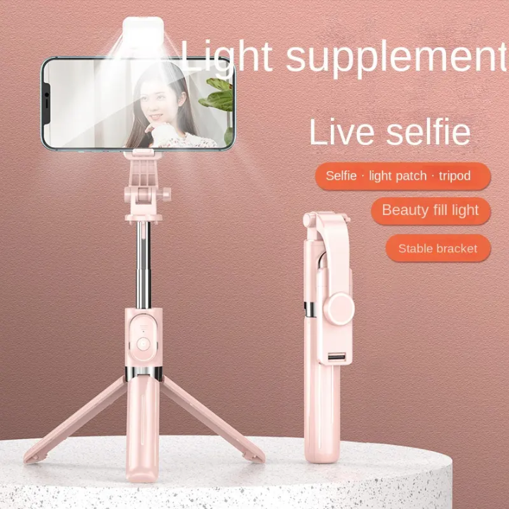 Selfie Stick Tripod with LED Fill Light & Bluetooth Remote – lifestyle view – Circuit City