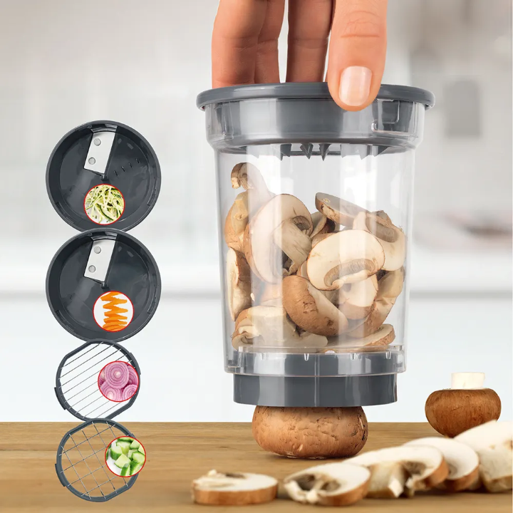 4-in-1 Vegetable Chopper & Slicer Set – Manual Food Cutter with Interchangeable Blades – lifestyle view – Circuit City