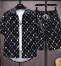 Men's Printed Short Sleeve Shirt & Shorts Set – 2-Piece Summer Casual Outfit