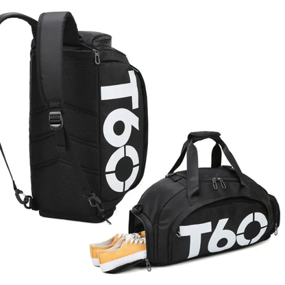 T60 Multifunctional Sports Duffel Bag – Gym, Travel & Shoulder Backpack – front view – Circuit City