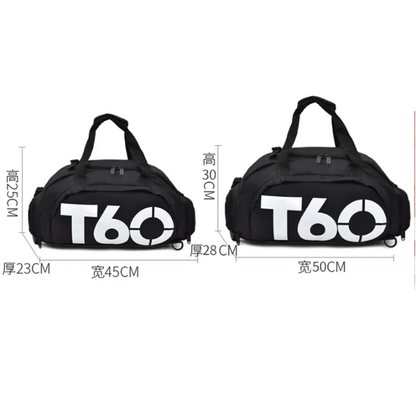 T60 Multifunctional Sports Duffel Bag – Gym, Travel & Shoulder Backpack – side view – Circuit City