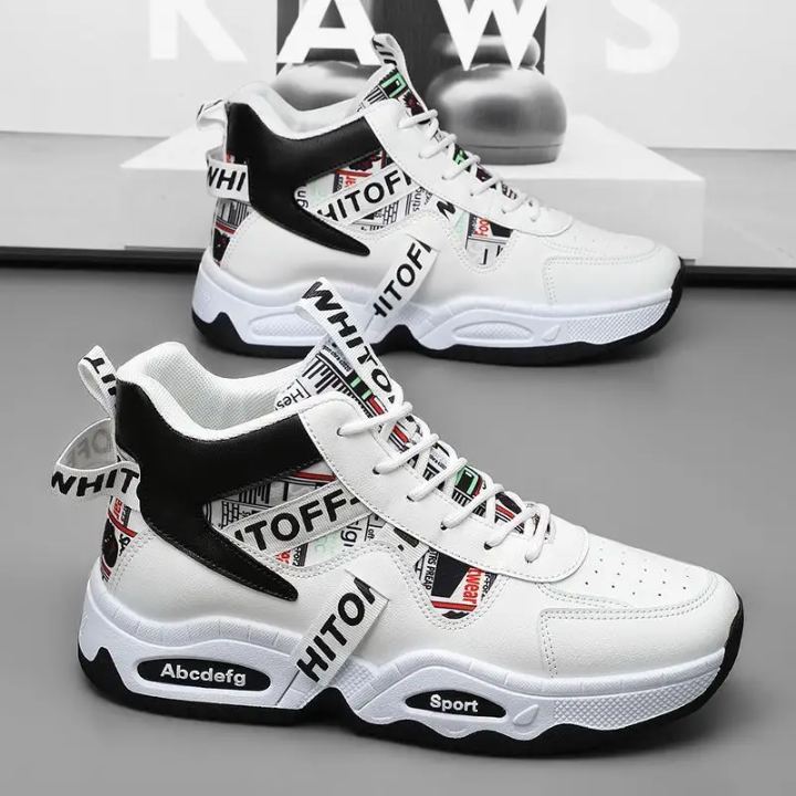WHITOFF Sport High-Top Sneakers – Men's Street Style Athletic Shoes – back view – Circuit City